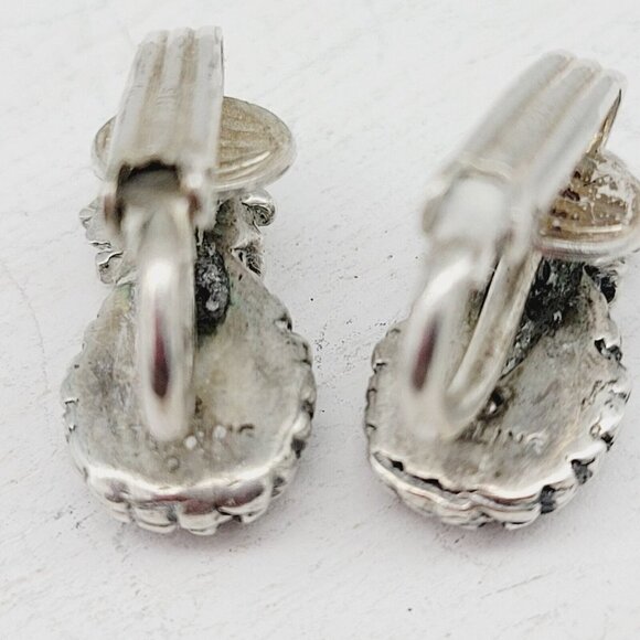 Vintage Pineapple Sterling Silver Earrings & Stick Pin Set Clip On 9.45 grams - Picture 6 of 8